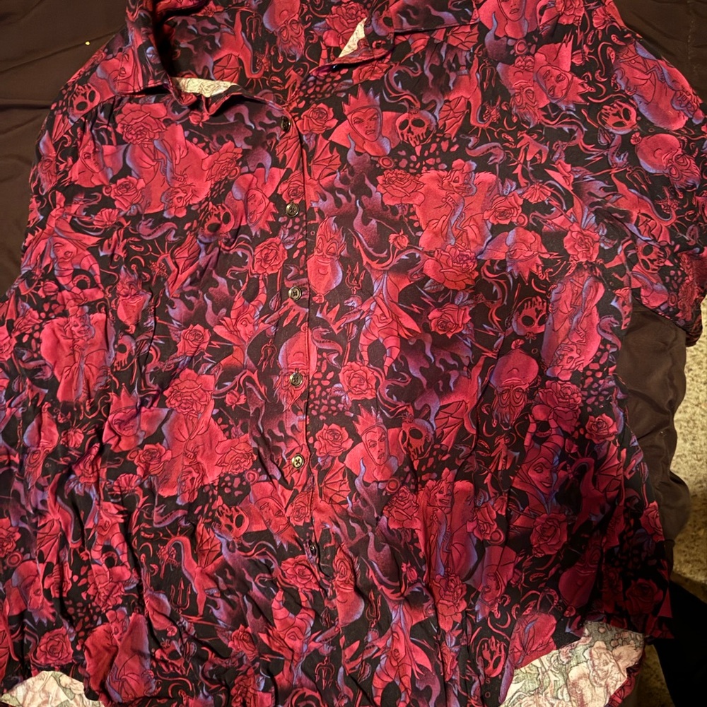 Vibrant Red and Black Patterned Shirt